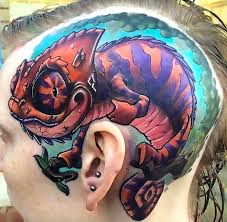 Sophisticated and peaceful tattoo designs of chameleon. Chameleon Tattoo On Head Tattoo Idea