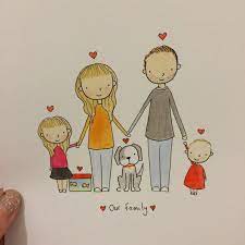 Custom Portrait Personalised Family Hand Drawn And Painted Illustration Family Drawing Illustration Family Drawing Custom Family Portrait