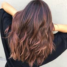 Dark Brown Hair With Rose Gold Balayage Rose Gold Hair Brunette Hair Highlights Brunette Balayage Hair