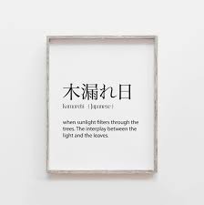 Japanese Print Japanese Gifts Komorebi Definition Printable Etsy In 2020 Japanese Quotes Japanese Wall Decor Japanese Wall