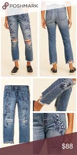 Hollister High Rise Embroidered Jeans Sz 30 Embroidered Jeans Vintage Boyfriend Jeans Clothes Design