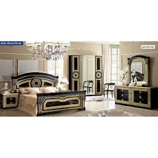 Black and gold bedroom set. Aida Panel Bedroom Set Black And Gold By Esf Furniture Furniturepick