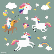 Unicorns And Magical Elements Vector Free Image By Rawpixel Com Vector Free Unicorn Wallpaper Kids Doodles