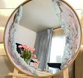 Handmade Pink Resin Art Mirror, Custom Home Decor - Etsy