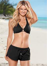 Drawstring Swim Shorts Sport Halter Bikini Top Swimwear Halter Top Swimsuits Bikinis