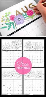 A fun free printable calendar! Free Printables Adult Coloring Book Calendar Botanical Paperworks