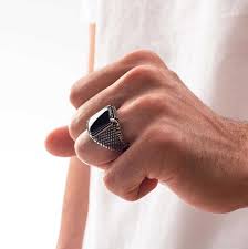 Silver Mens Ring With Square Black Onyx Stone 8% cash back · join. gbp