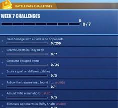 'fortnite battle royale' players will get week 7 challenges in two days, and they have been already leaked. Week Seven Challenges Leaked Fortnite Battle Royale Armory Amino
