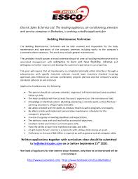 See examples of building maintenance technician job descriptions and other tips to attract great candidates. Essco Building Maintenance Technician Jobs Barbados And The Eastern Caribbean Facebook