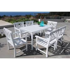 Bringing Together The Charm And Beauty Of White Furniture Mahler Rectangular Extension Table And Armc Outdoor Wood Dining Patio Dining Set Outdoor Dining Set