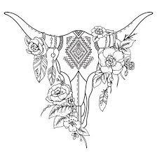 Abstract Animal Head With Flowers Bull Skull Tattoos Cow Skull Tattoos Skull Tattoo Flowers