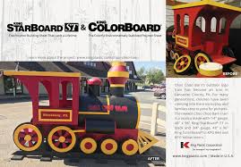 Trains are built to transport cargo or passengers. King Plastic Corporation Choo Choo Barn S Outdoor Logo Train