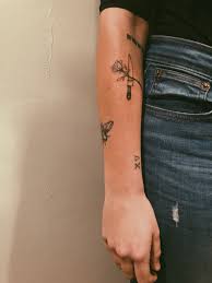 Hand Poked Rose And Knife Tattoo Knife Tattoo Knife And Rose Tattoo Small Rose Tattoo