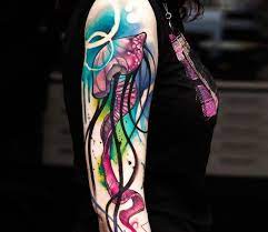 The tattoos very much resemble watercolor paintings and are akin to body art. Jellyfish Watercolor Tattoo By Uncl Paul Knows Post 19292