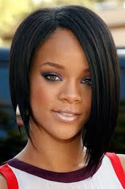 Notice how the front of the hair has been teased for a perfect tousled style. Rihanna Inspired Side Part Short Bob Black Color Human Hair Affordable Sew In Lace Wigs Hairplusbase Com