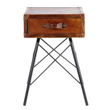 Tete de lit 140cm camille maisons du monde. Comodino Ad 1 Cassetto In Pelle Marrone E Metallo Nero Sullivan Maisons Du Monde