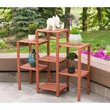 7 Tier Plant Stand Rectangular Brown Leisure Season In 2021 Plant Stands Outdoor Wood Plant Stand Wooden Plant Stands