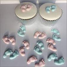Sugar Baby Feet Edible Cupcake Toppers Pink And Blue Christening Cake First Birt Baby Shower Cakes Neutral Baby Shower Cakes For Boys Baby Shower Cake Pops