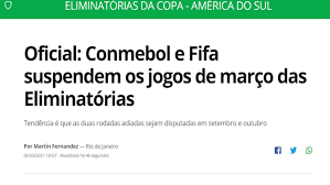 La conmebol decidió suspender la doble fecha de eliminatorias que se iban a disputar entre el 25 y el 30 de marzo debido a los problemas en la logística. Eliminatorias Qatar 2022 La Reaccion De La Prensa Internacional Tras Suspension De Fecha Doble De Marzo En Sudamerica Por Fifa Y Conmebol Fotos Rpp Noticias
