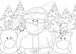 12 days of christmas coloring pages. Santa Claus And Friends Coloring In Christmas Coloring Pages Etsy