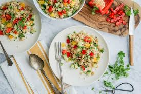 Remove the pot from the heat, stir in the couscous and cover the pot. 10 Min Summer Couscous Salad With Lemon Mustard Dressing Vegan