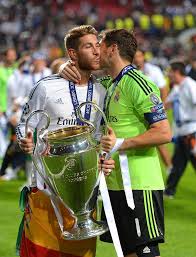 Lisbon Portugal May 24 Sergio Ramos And Iker Casillas Of Real Madrid Celebrate With The Champions League Troph Iker Casillas Real Madrid Atletico De Madrid
