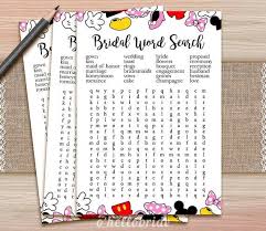 Word Search Bridal Game Printable Disney Bridal Shower Word Search Game Bridal Shower Games Bach Bridal Games Bridal Shower Games Kids Wedding Activities