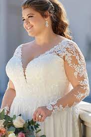 Lace Sleeve Wedding Dress Romantic Wedding Dress Style 6843 By Stell Plus Size Wedding Dresses With Sleeves Plus Wedding Dresses Stella York Wedding Dress
