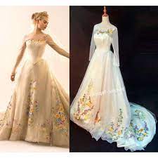 P305 Movie Costume Cinderella 2015 Ella Wedding Bridal Dress With Long Train Wedding Dresses Cinderella Wedding Dress Costume Cinderella Dresses