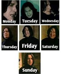 Severus Snape And The Days Of The Week Xd Harry Potter Memes Harry Potter Characters Harry Potter Puns