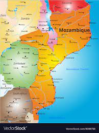 Mozambique On A Map Color Map Of Mozambique Country Royalty Free Vector Image