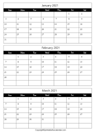 Just free download 2021 printable calendar as pdf format, open it in acrobat reader or another program that can display the pdf file format and print. January February March 2021 Calendar Free Printable Template Printable The Calendar