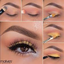 12 Colorful Eyeshadow Tutorials For Brown Eyes Makeup Tutorials Yellow Eye Makeup Brown Eye Makeup Tutorial Makeup Tutorial Eyeshadow