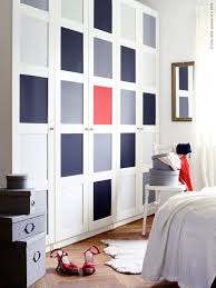Muted Blue Navy And Red Panels Inserted Make A Neutral Pax Piece Look Bold Ikea Pax Ikea Pax Hack Ikea Pax Wardrobe