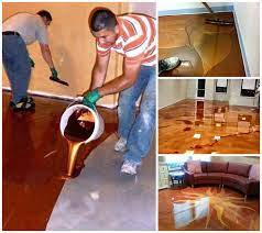To begin the process of creating metallic epoxy, the epoxy resins are mixed with the hardeners and in this stage, the epoxy will be clear. Diy Metallic Epoxy Floor