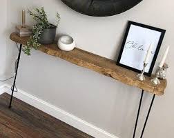 Rustic Wood Console Table With Hairpin Legs 45mm Thick Rustic Hallway Table In 2020 Narrow Console Table Console Table Rustic Console Tables
