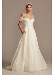 Cuff Off The Shoulder Lace 3d Floral Wedding Dress David S Bridal In 2020 Davids Bridal Wedding Dresses Ball Gowns Wedding Ball Gown Wedding Dress