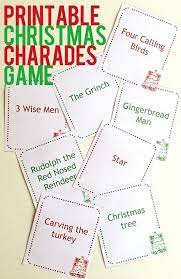 Christmas Charades Cards Printable Game Cards To Print And Play Christmas Charades Christmas Charades Game Christmas Freebie