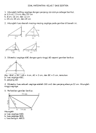Soal bangun ruang limas segitiga dan limas segi empat ini terdiri dari 20 soal pilihan ganda dan 10 soal uraian. Soal Soal Matematika Smp Kelas 7 8 9 Unduh Utama 7