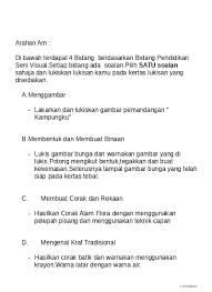 Soalan latihan tahun 1 hingga 5. Peperiksaan Akhir Tahun Dunia Seni Visual Tahun 6 Sumber Pendidikan