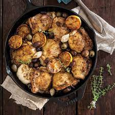 Braised Greek Chicken Thighs Southern Cast Iron Recipe Greek Chicken Olive Recipes Braised