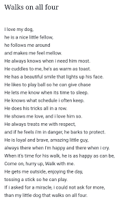 Walks On All Four Poem By Carol J Ross Dog Poems Poems Dogs And Kids