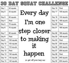 Squat Challenge Printable Chart 30 Day Squat Challenge
