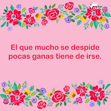 El Que Mucho Se Despide Pocas Ganas Tiene De Irse Pin On Dulces Palabras