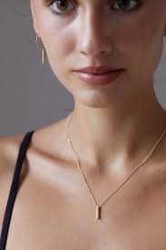 Sterling Silver Gold Plated Golden Short Necklace With a Tiny Bar Stick  Pendant Minimal Necklace Sterling Silver