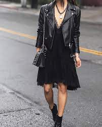 Always Toughening Up Dresses With Leather Jackets Dstld Leather Jacket Liveindstld Ad Stree Rocker Chic Outfit Street Style Chic Rocker Chic Style