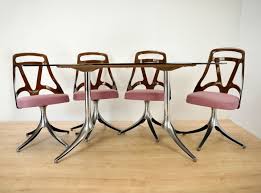 The table can also be used alone as a work wall side table to place decorative things. Italian Dining Table 4 Swivel Chairs 1960s 107046