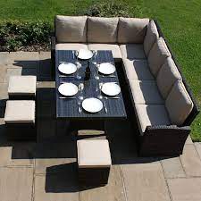 Lagos Resin Weave Garden Corner Sofa And Dining Table Group Rattan Garden Corner Sofa Garden Furniture Sets Rattan Corner Dining Set