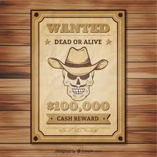 Cartaz De Procurado Amassado Do Cranio Com Chapeu Vetor Premium