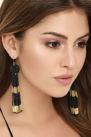 These Statement Earrings Will Take A Little Black Dress Up A Notch Go From Distressed To Impressed With The Vaness Earrings Beaded Earrings Statement Earrings